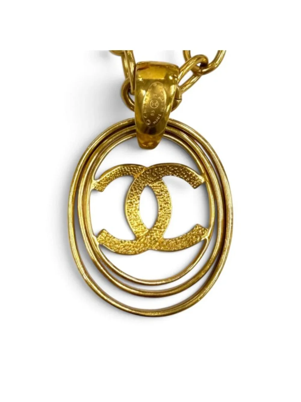 Chanel 95P Vintage CC Logo Chain Pendant Gold Necklace
